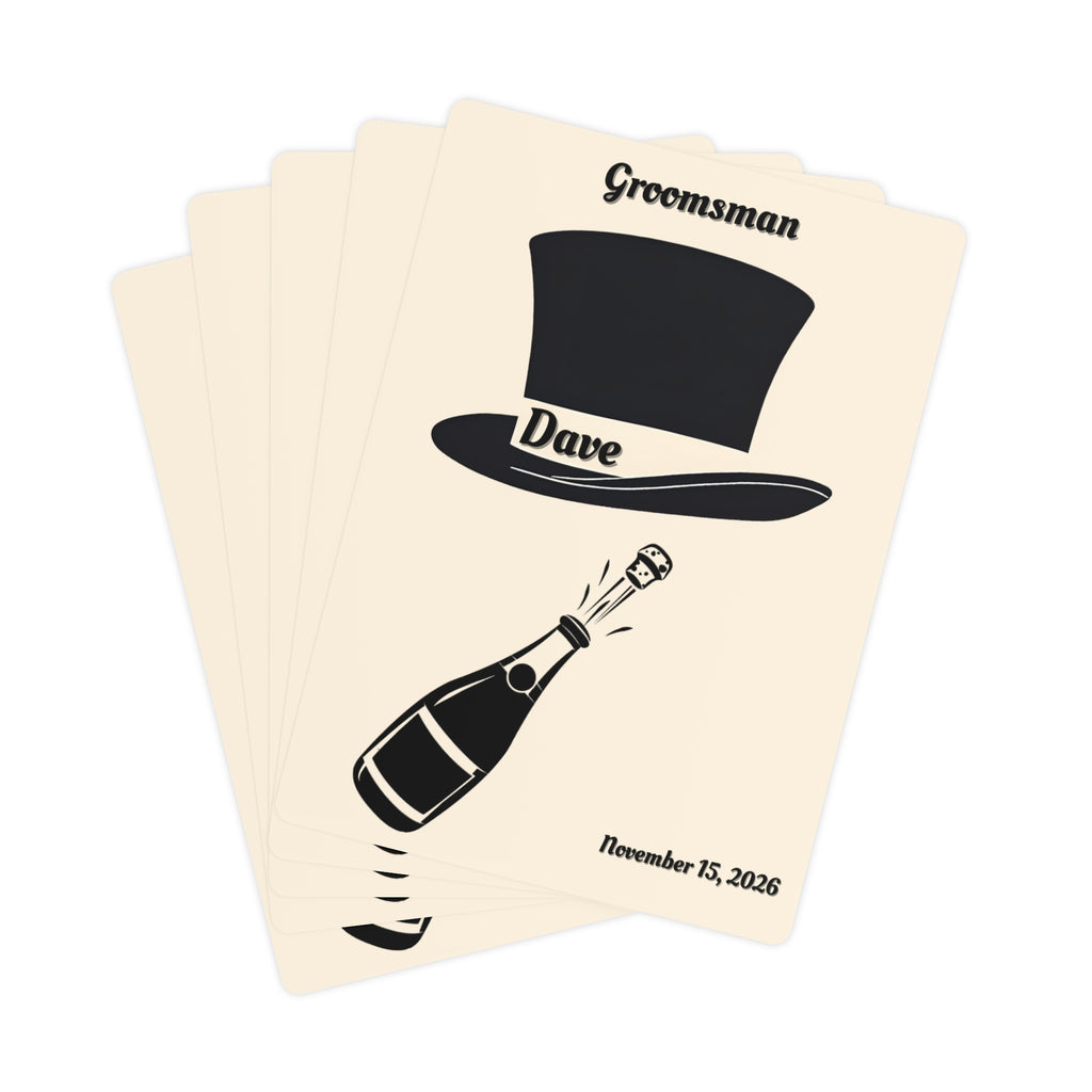 Groomsman Playing Cards | Personalized Top Hat - Name & Wedding Date
