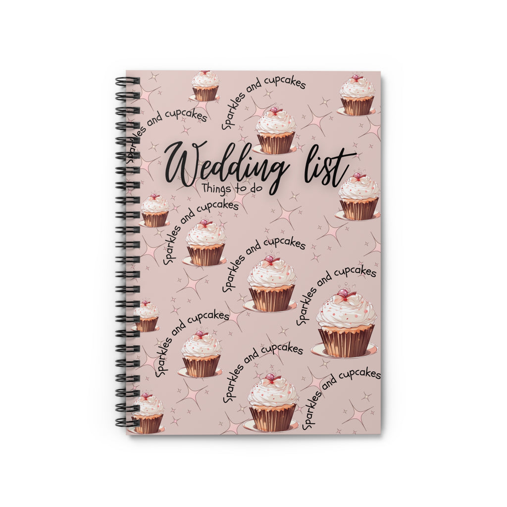 Wedding List Spiral Notebook | Wedding Checklist Sparkles and Cupcakes  - Natural