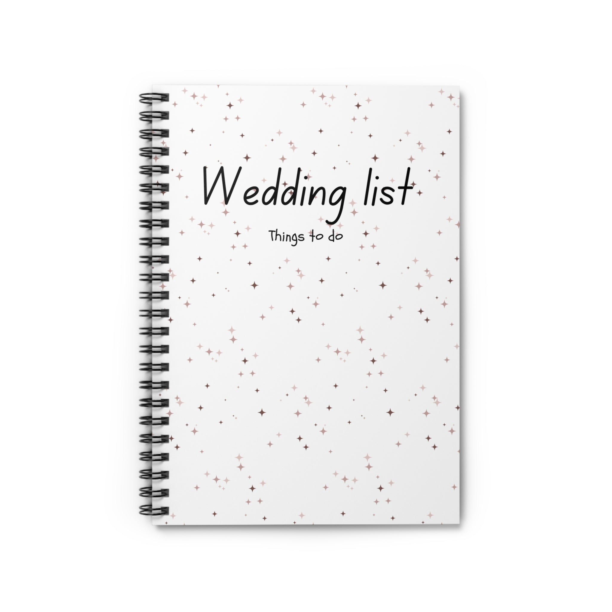 Wedding List Spiral Notebook | Ruled Planner, Things To Do - Brown Confetti