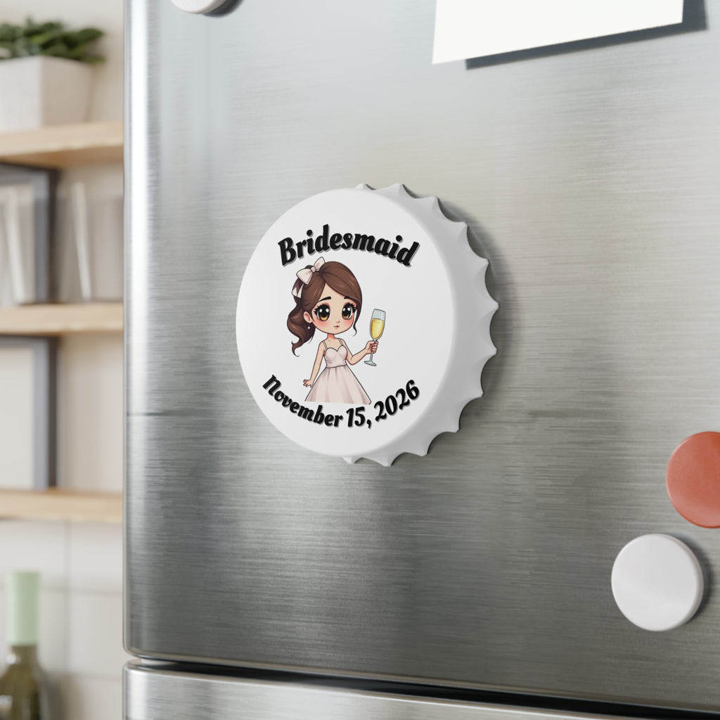 Bridesmaid Magnetic Bottle Opener — Personalized Wedding Date
