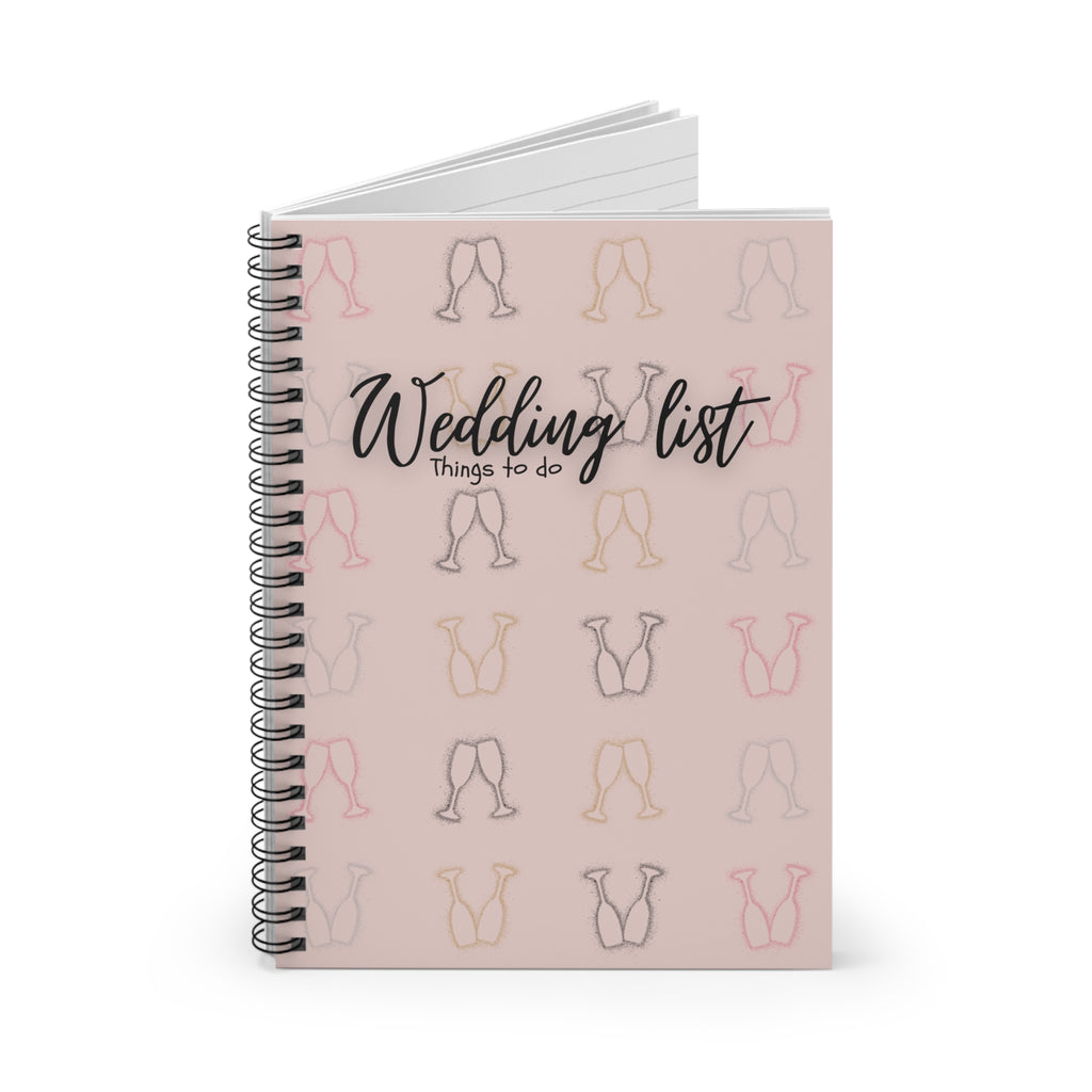 Wedding List Things to Do Spiral Notebook | Champagne Glasses - Soft Brown
