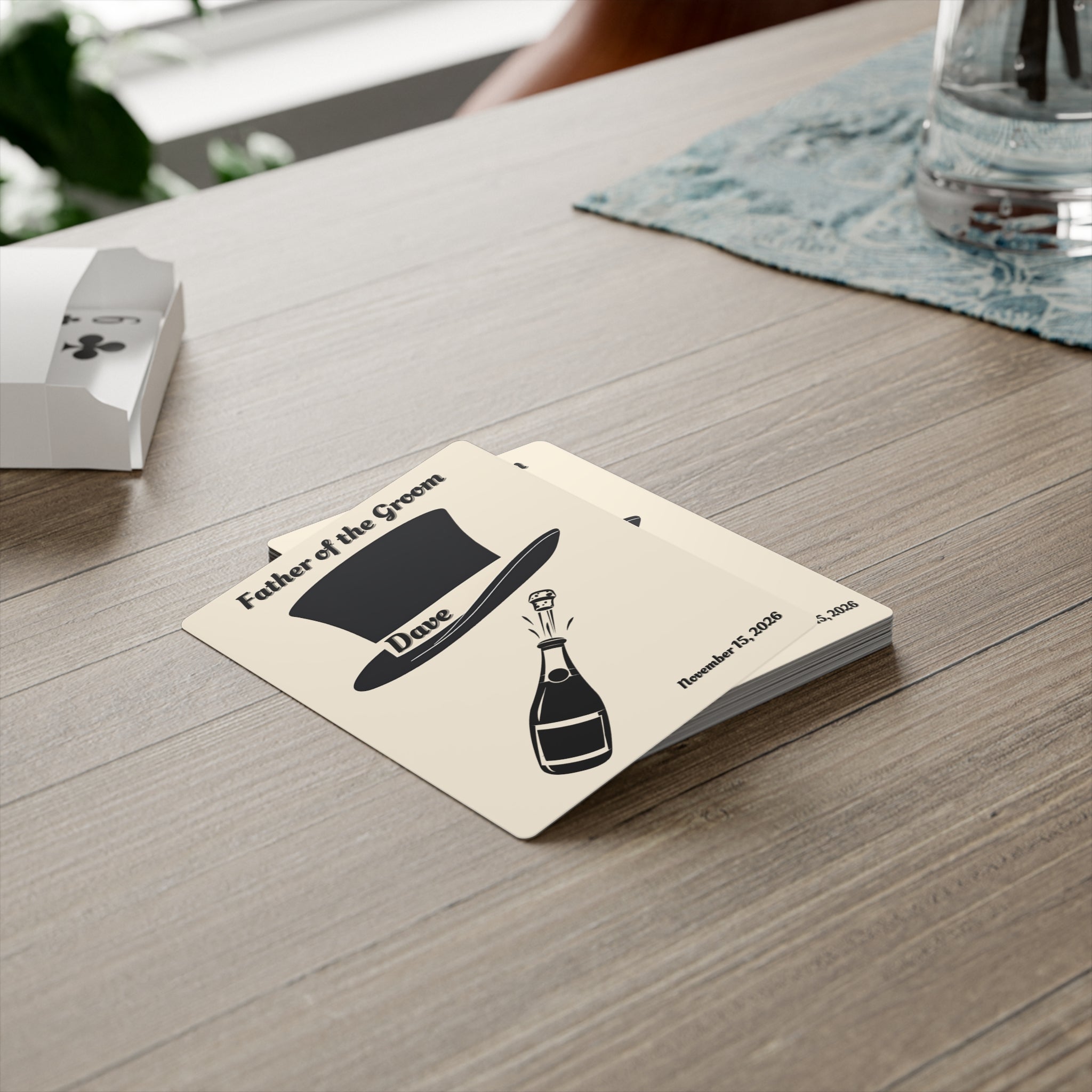 Father of the Groom Playing Cards | Personalized Top Hat - Name & Wedding Date