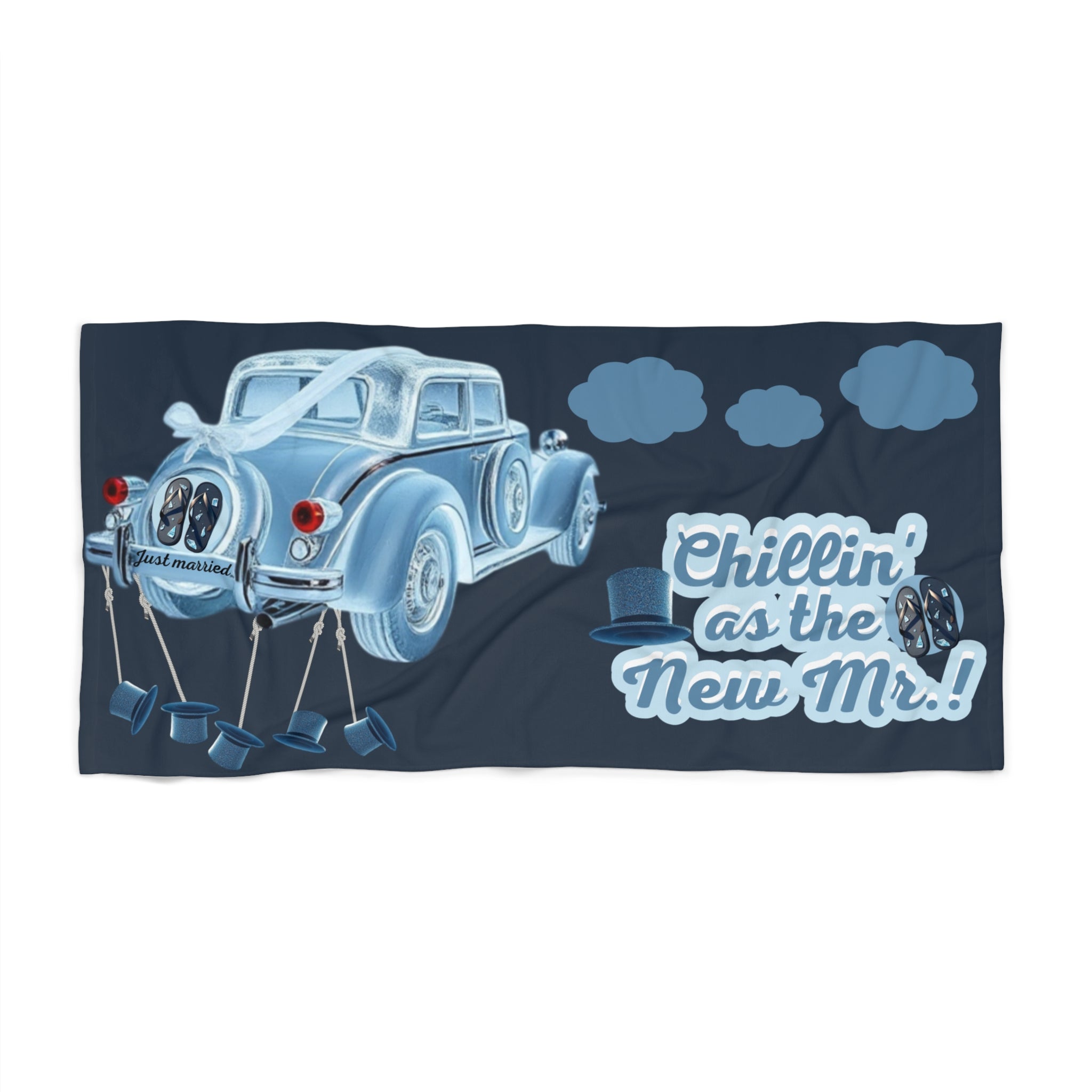 Beach Towel | Just married - Chillin' as the new Mr. - Top hat