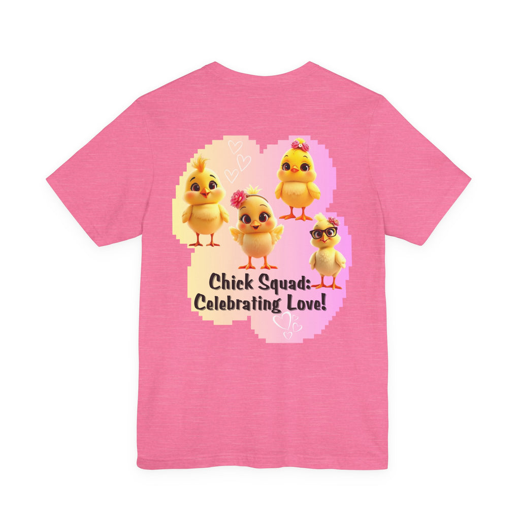 Chick Squad Celebrating Love T-Shirt | Bachelorette Party Hen Night Tee - Pink/Yellow cloud