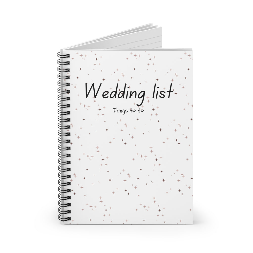 Wedding List Spiral Notebook | Ruled Planner, Things To Do - Brown Confetti