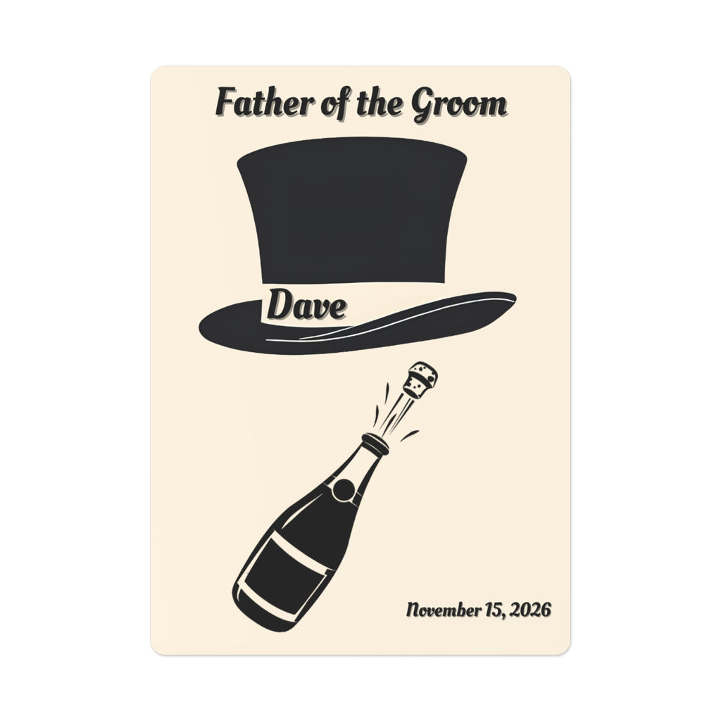 Father of the Groom Playing Cards | Personalized Top Hat - Name & Wedding Date